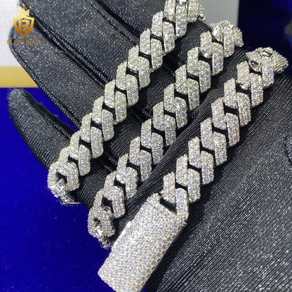 12mm 925 Sterling Silver Cuban 2 Rows Chain