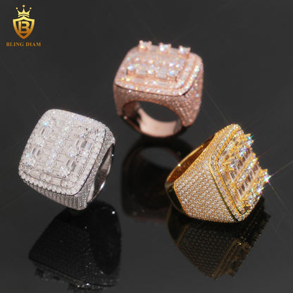 Baguette-cut iced-out ring