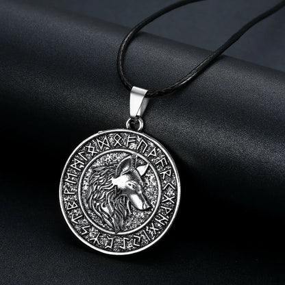 Nordic Wolf Rune Pendant
