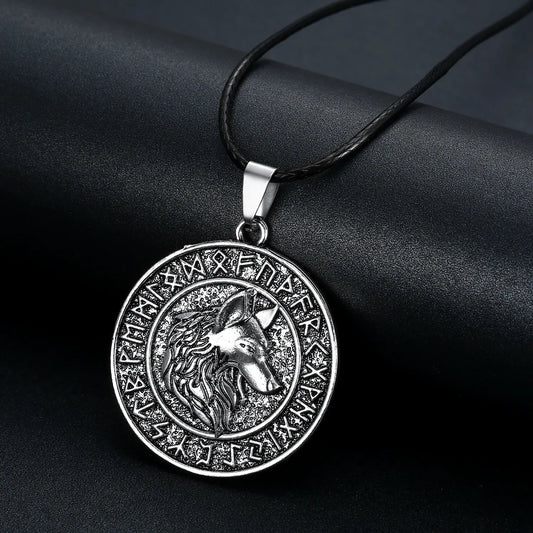 Nordic Wolf Rune Pendant
