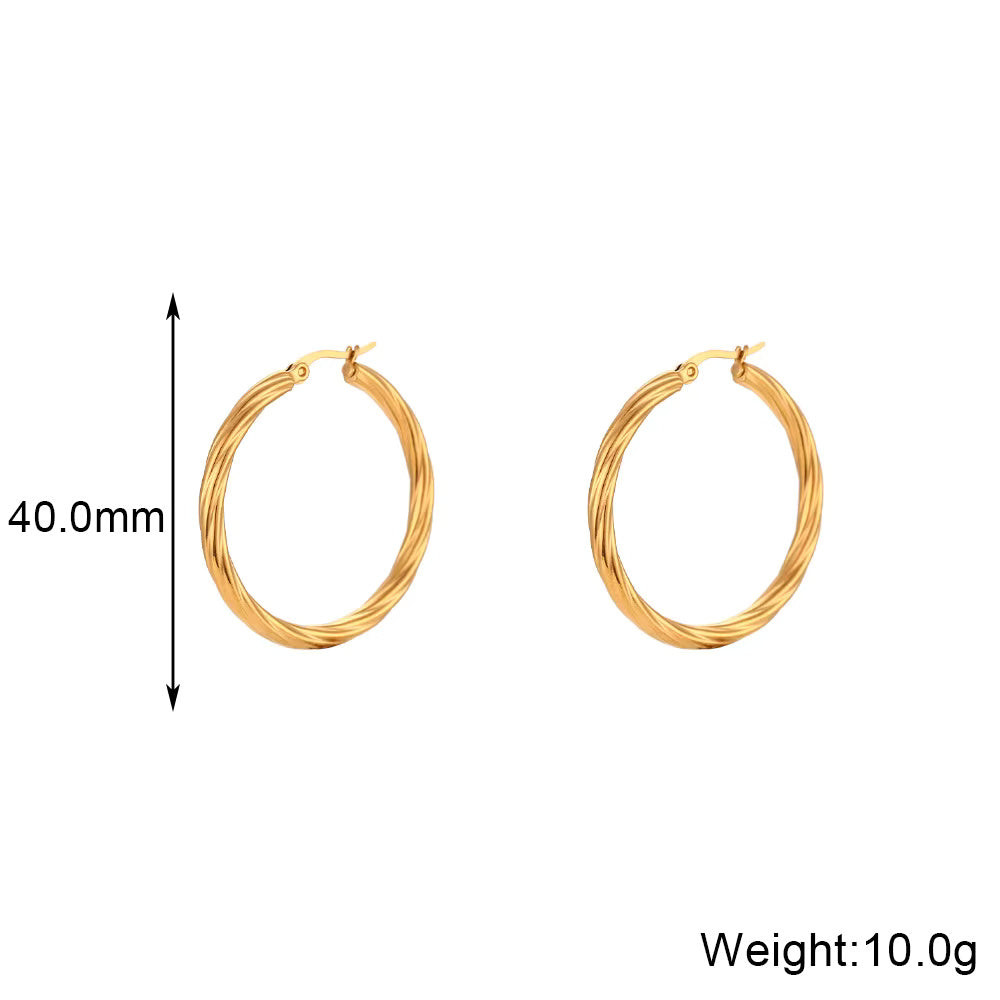 Twisted Round Hoop Earrings