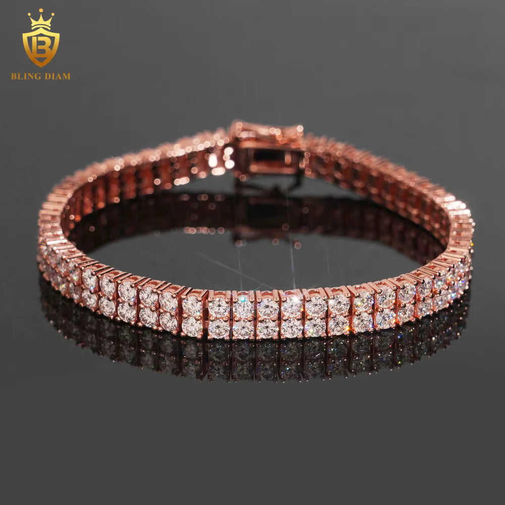 2 Row Iced Out Moissanite Tennis Bracelet