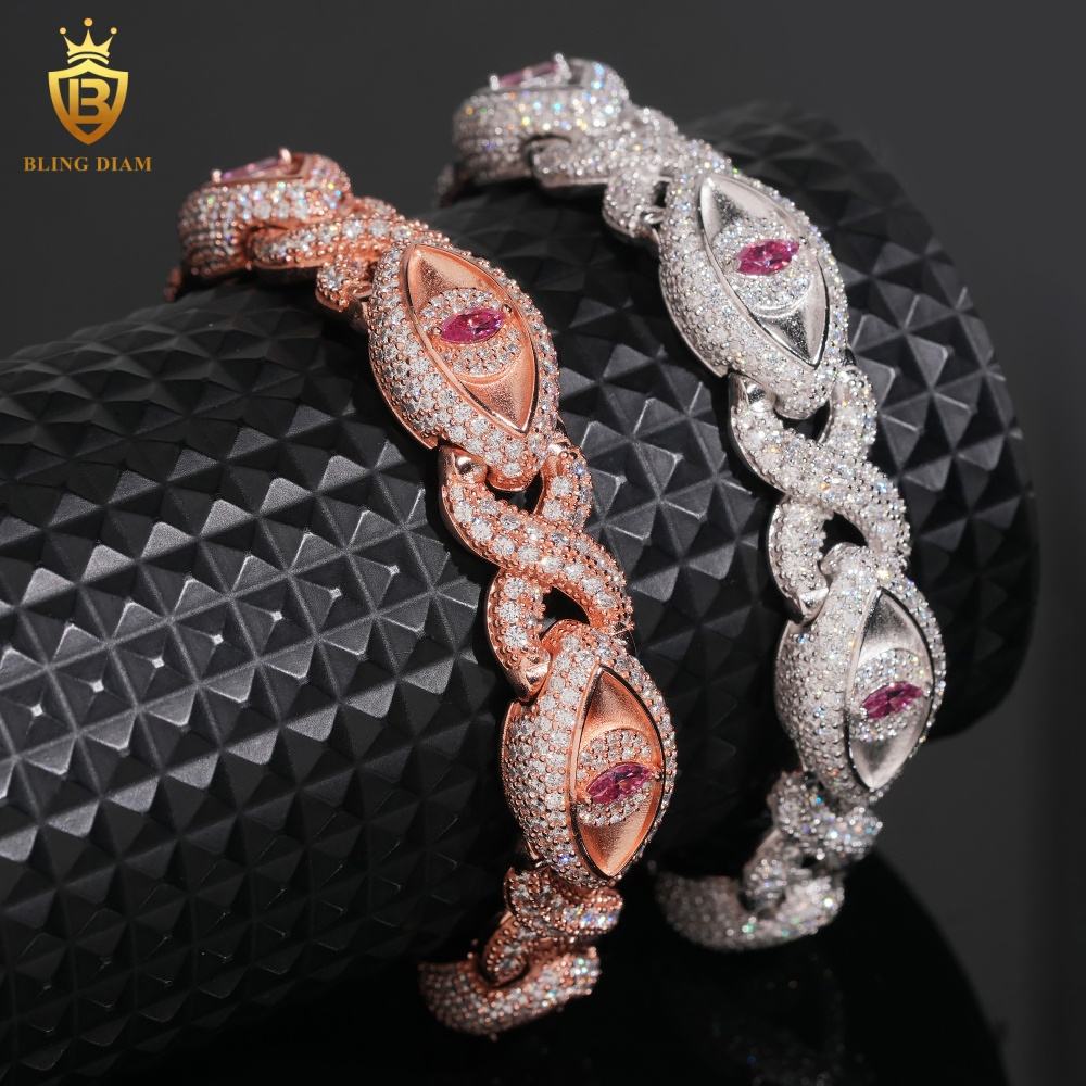 Rose Gold Pink Marquise Eye Infinity Cuban Bracelet