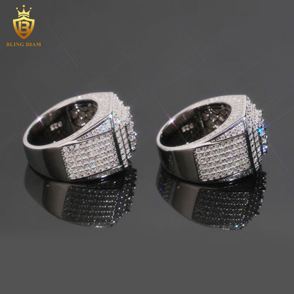 Iced-out moissanite ring