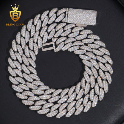 18mm Moissanite 925 Sterling Silver Cuban Link Chain