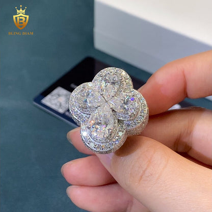 Pear-cut cross moissanite ring