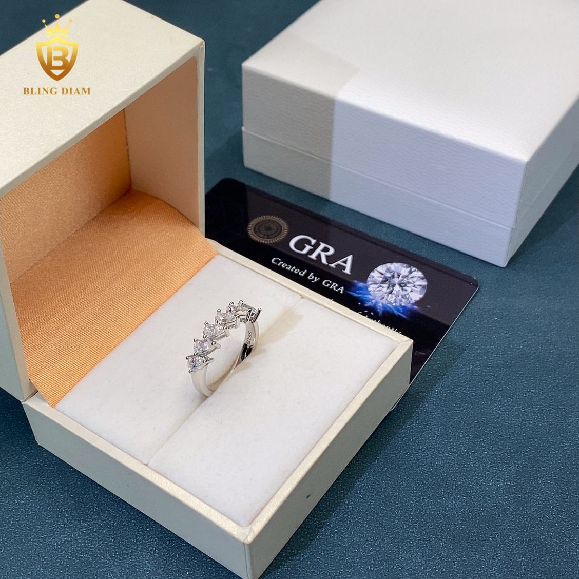 Pear-cut moissanite ring