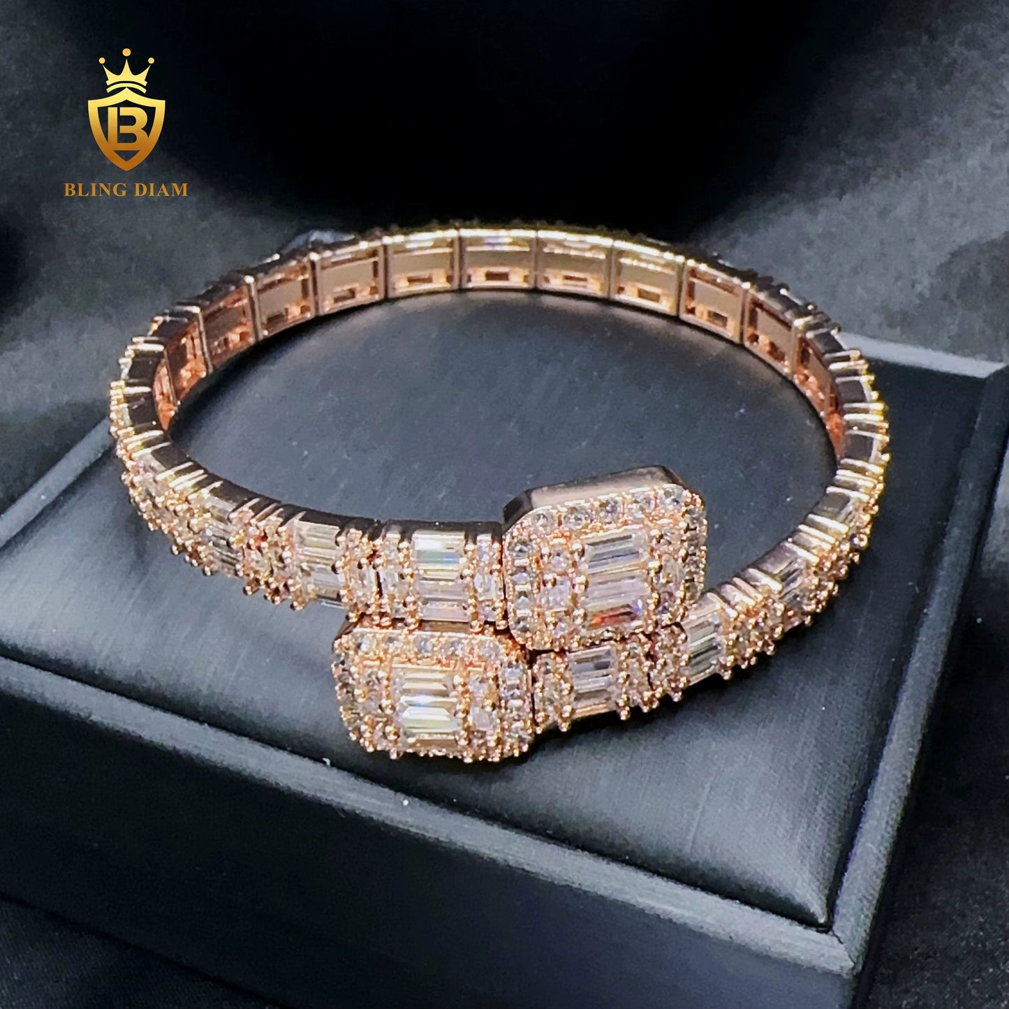 Wide Baguette Bangle Bracelet