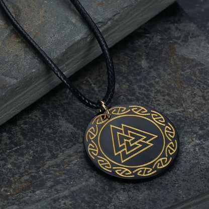 round disc odin symbol viking amulet Necklace
