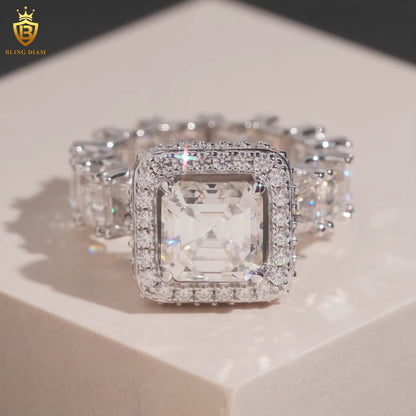 Asscher-cut moissanite ring