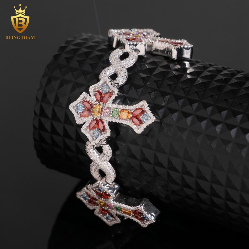 Colorful Cross Moissanite Bracelet