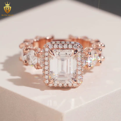 Emerald-cut moissanite ring