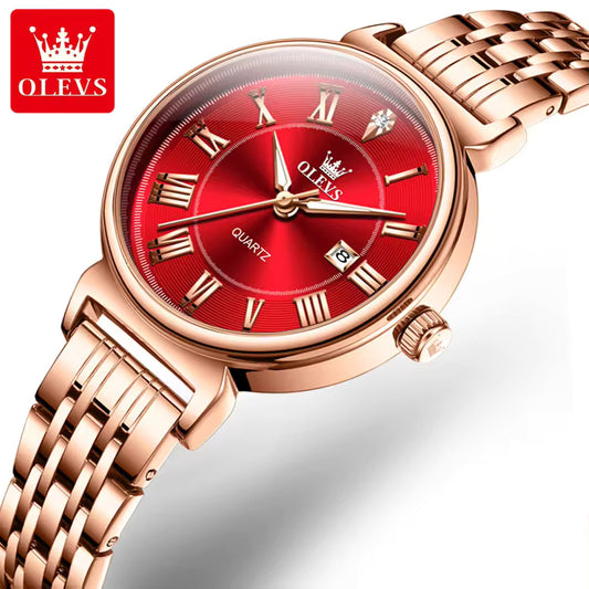 Red and Rose Gold Watch