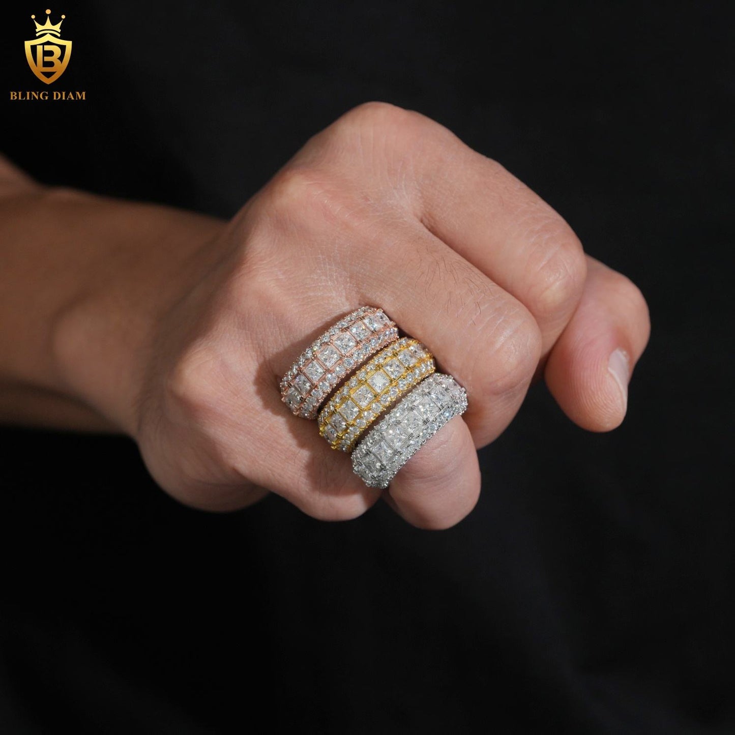 Square stone iced-out ring