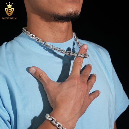 10MM Sterling Silver 925 VVS Moissanite Chain