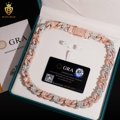 15MM Sterling Silver 925 VVS Moissanite chain