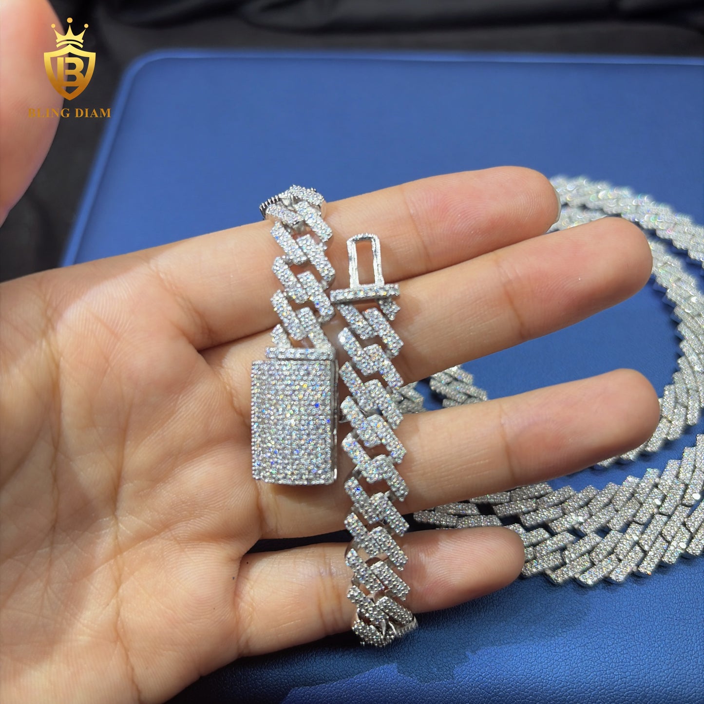 10mm 925 Sterling Silver Vvs Moissanite Chain