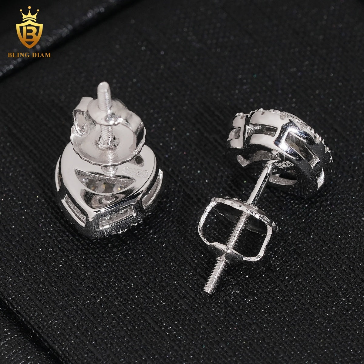 VVS Iced-Out Moissanite Heart Stud Earrings