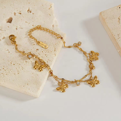 Butterfly Circle Zircon Charm Bracelet