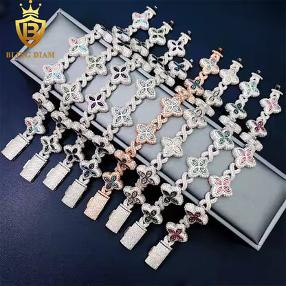 Marquise Flower Tennis Bracelet - 9mm Moissanite - Sterling Silver