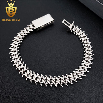 Spike 10mm 925 Silver VVS Moissanite chain