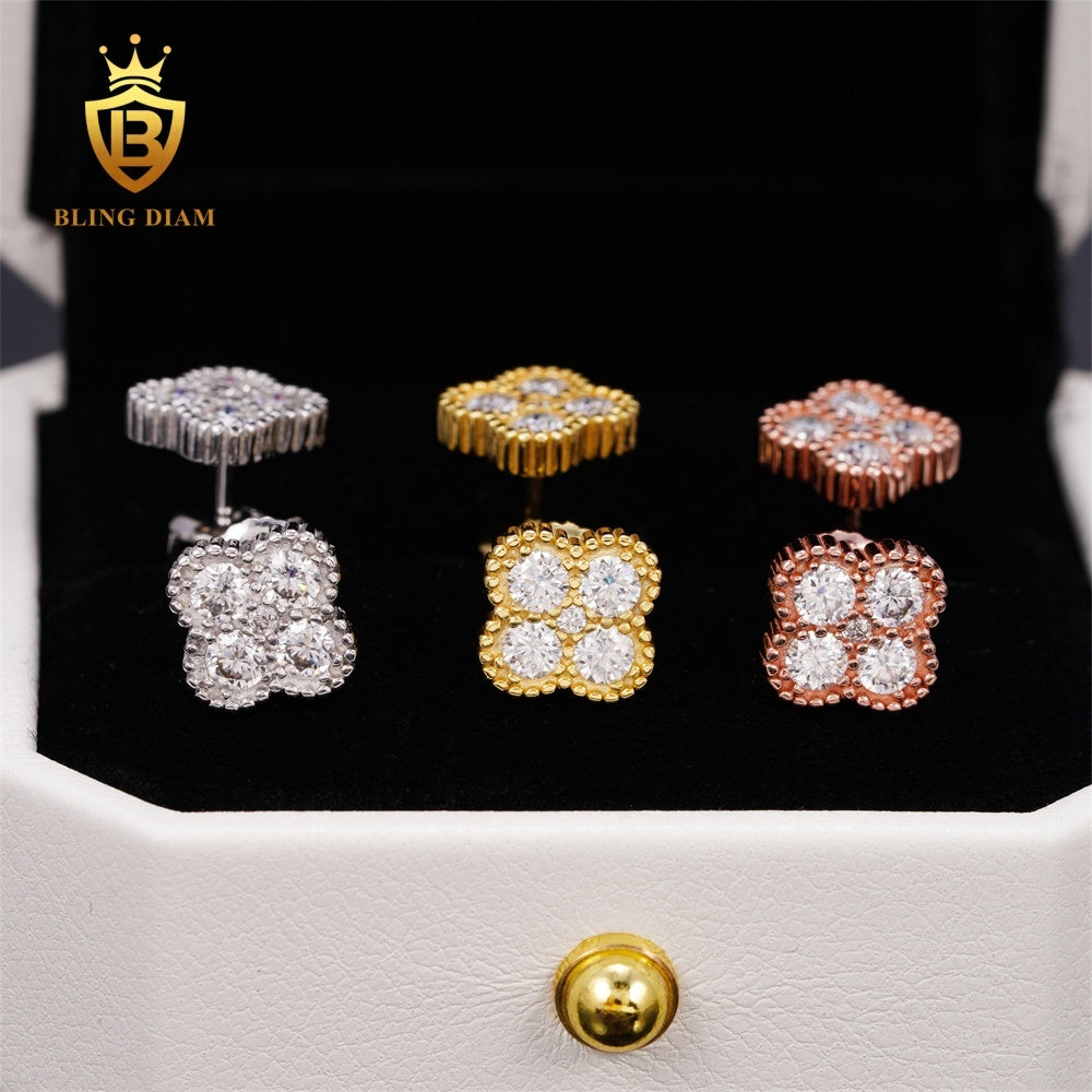 Four-Leaf Clover Moissanite Stud Earrings