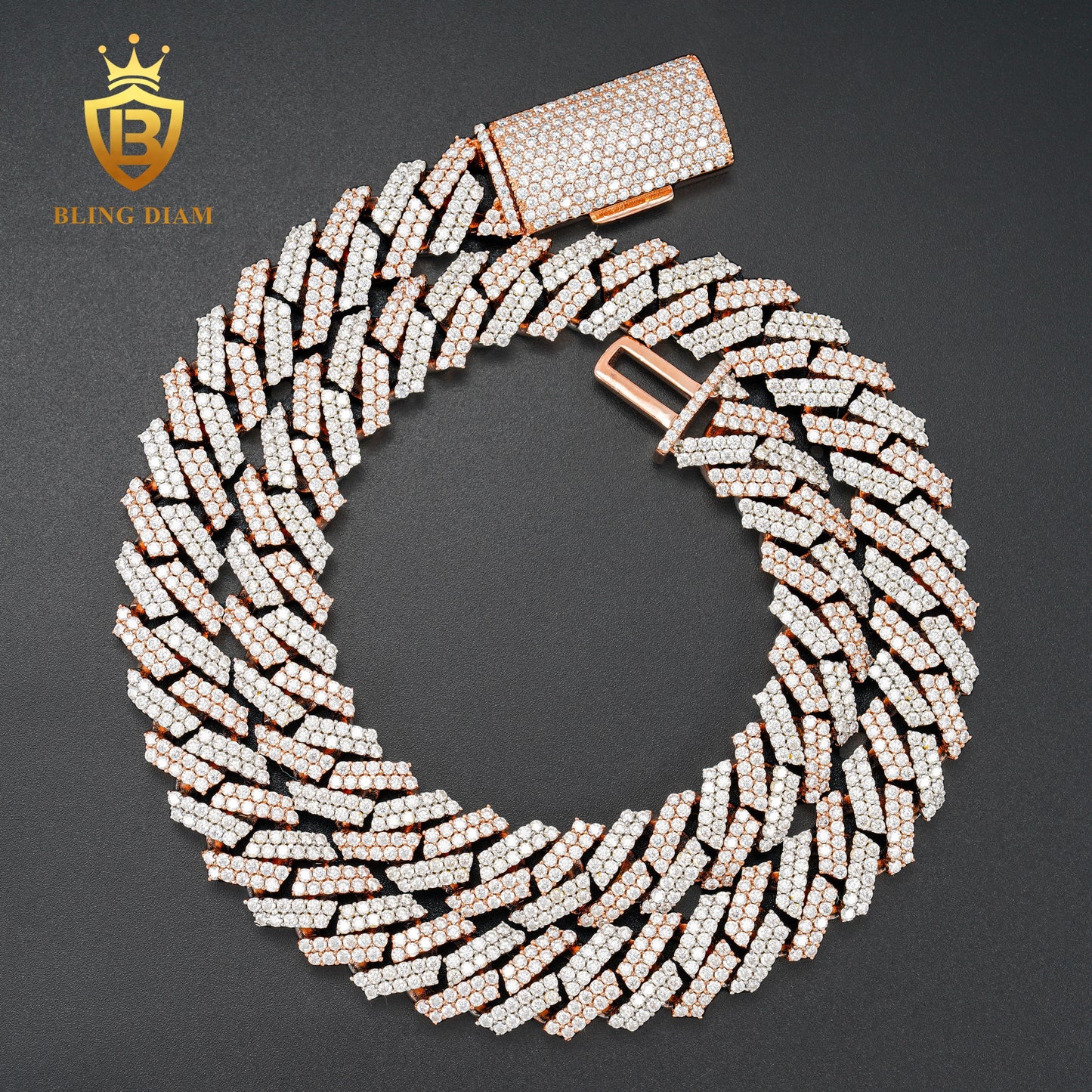 15mm Cuban sterling silver Moissanite Chain
