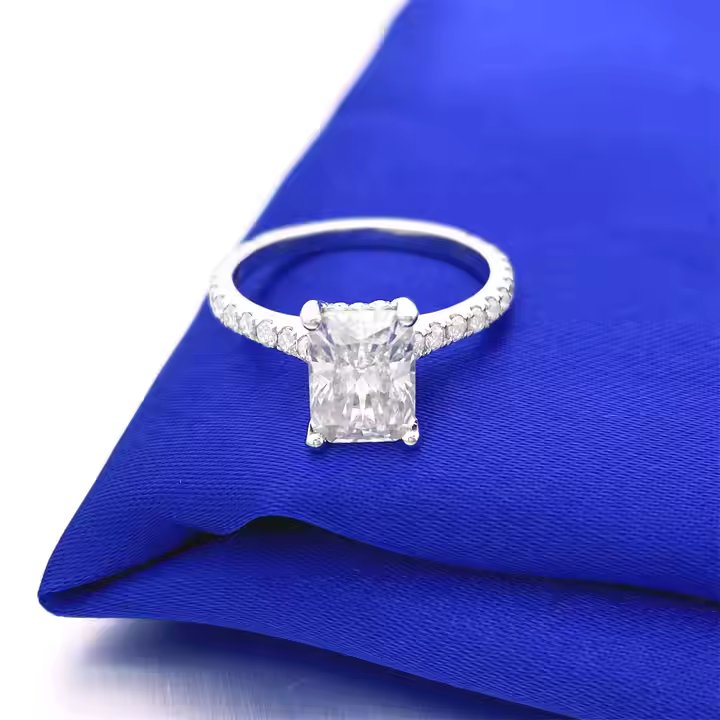 Radiant Cut VVS Moissanite Engagement Ring | Available in 10K, 14K, 18K White Gold