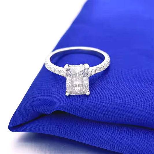 Radiant Cut VVS Moissanite Engagement Ring | Available in 10K, 14K, 18K White Gold