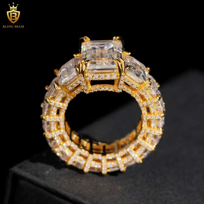 Emerald-cut moissanite ring