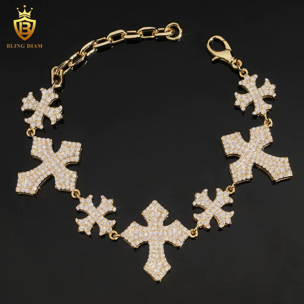 Iced Cross Moissanite Bracelet