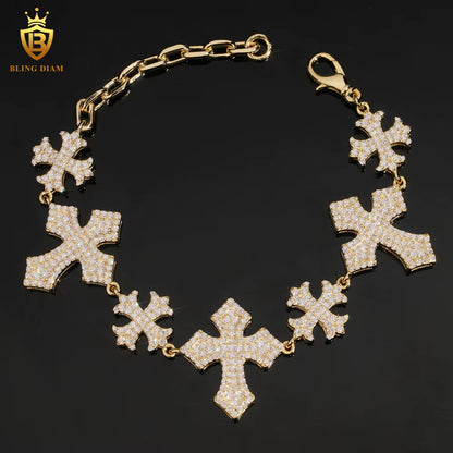 Iced Cross Moissanite Bracelet