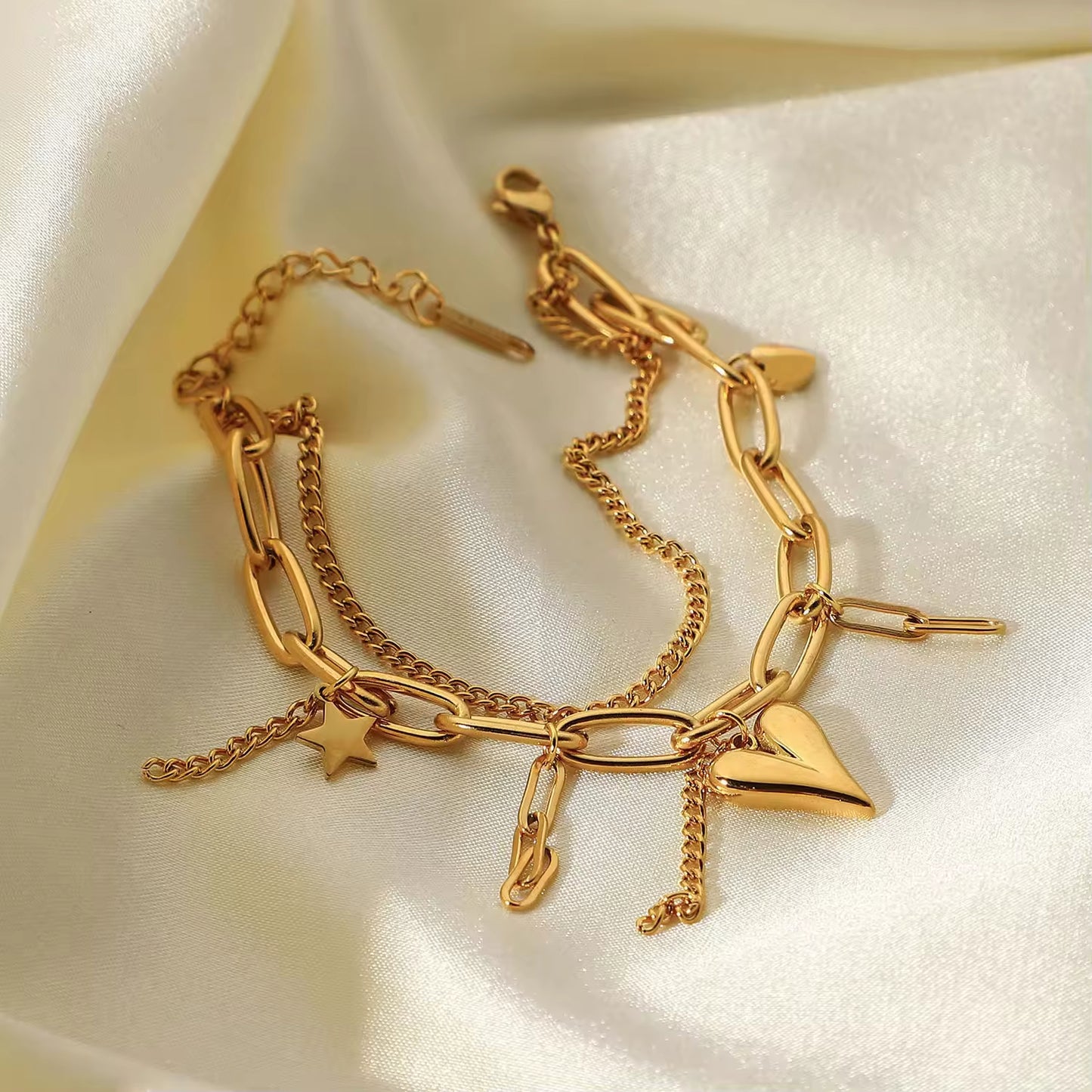 Heart Star Pendant Bracelet