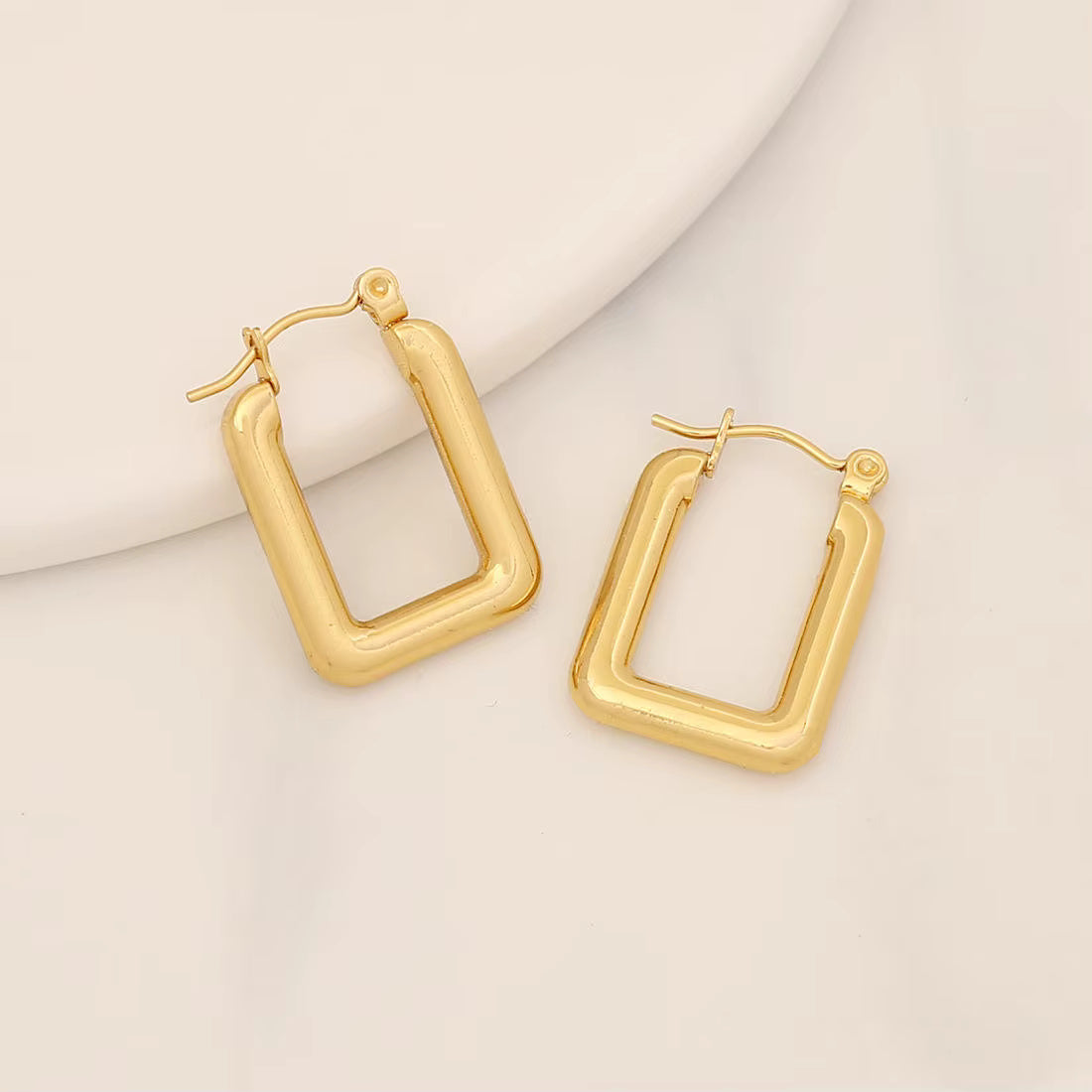 Tarnish Geometric Stud Huggie Hoop Earrings