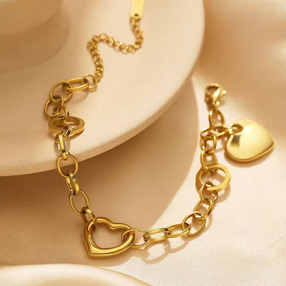 Double Heart Charm Bracelet