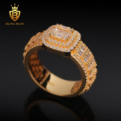 two-row iced-out moissanite ring
