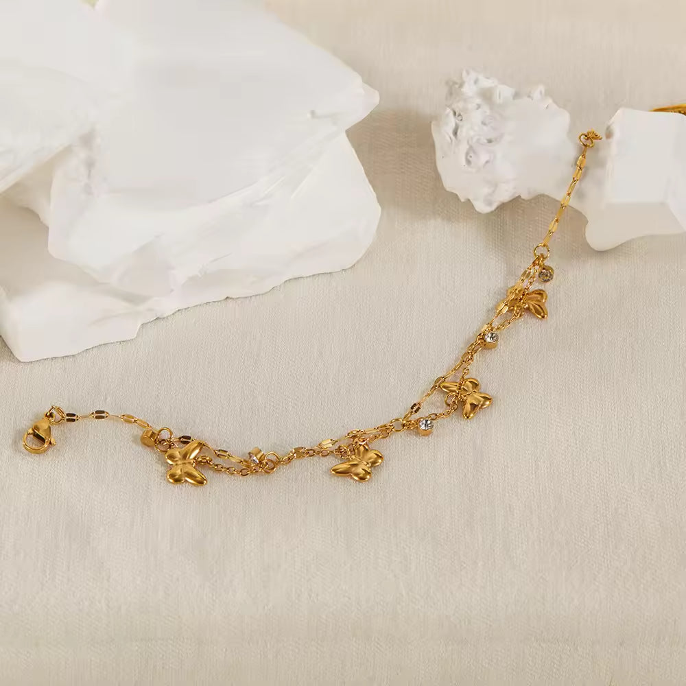 Butterfly Circle Zircon Charm Bracelet