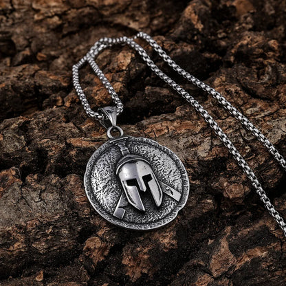 Spartan Helmet Pendant | Antique Stainless Steel Necklace