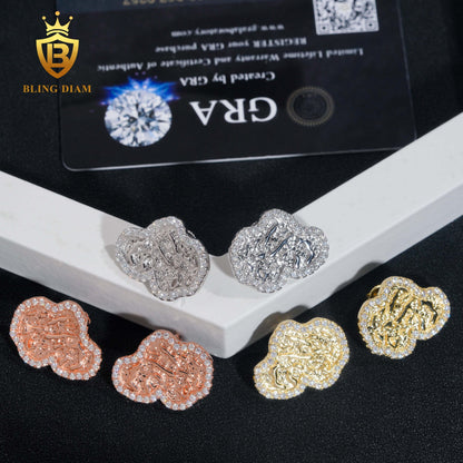 D Color VVS Moissanite Nugget Earrings