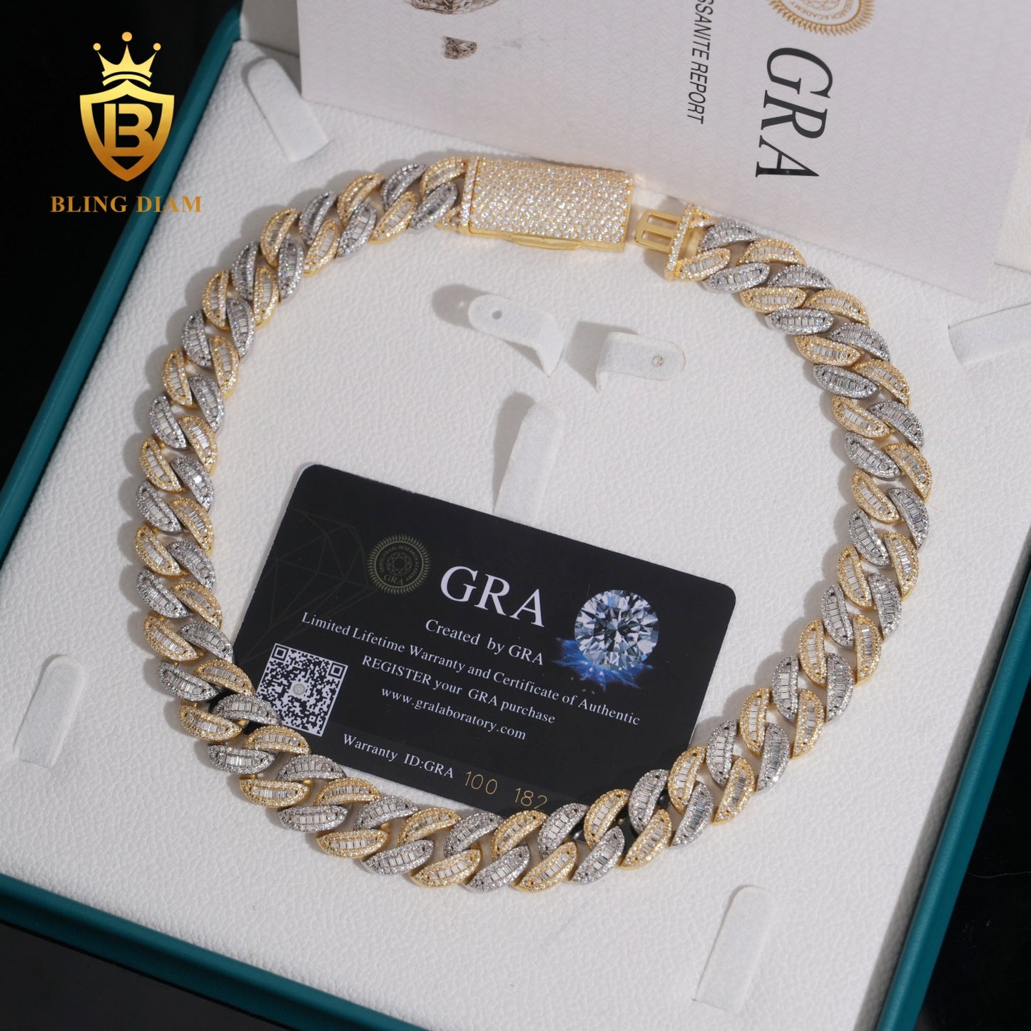 Silver 925 Yellow Gold Two Tone 15mm Big Cuban chain