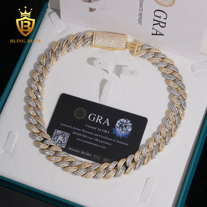 Silver 925 Yellow Gold Two Tone 15mm Big Cuban chain