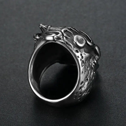 half face skull devil ring