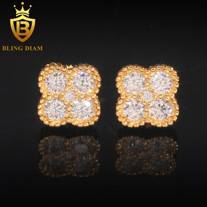 Four-Clover Cluster Moissanite Stud Earrings