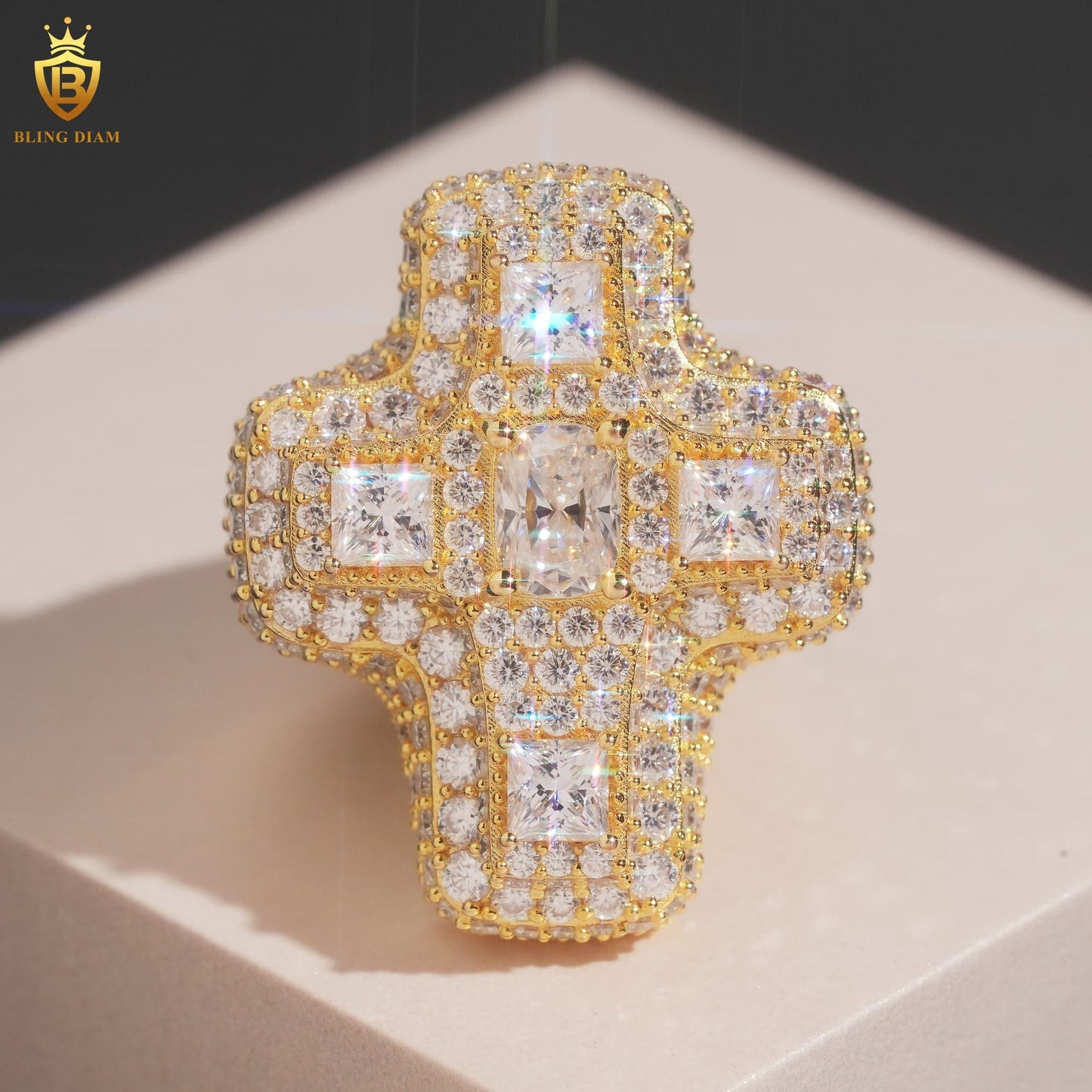 Iced-out cross ring
