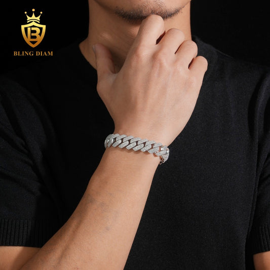 3-Row Moissanite Cuban Link Bracelet