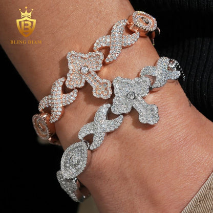 Cross and Infinity Moissanite Cuban Bracelet