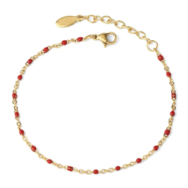 Multicolor Enamel Bead Chain Bracelet