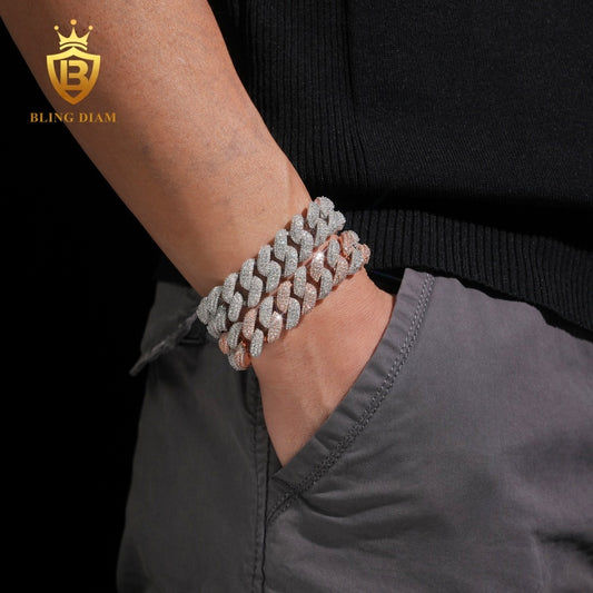 2-Row Moissanite Cuban Link Bracelet