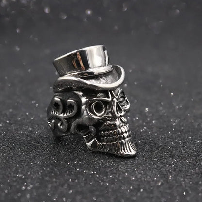 Silver Skull Hat Ring