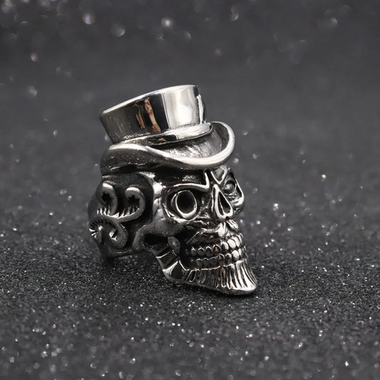 Silver Skull Hat Ring